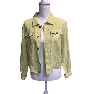 Alexandra Bartlett 100% Linen Button‎ Front Jacket Women's Size M Green